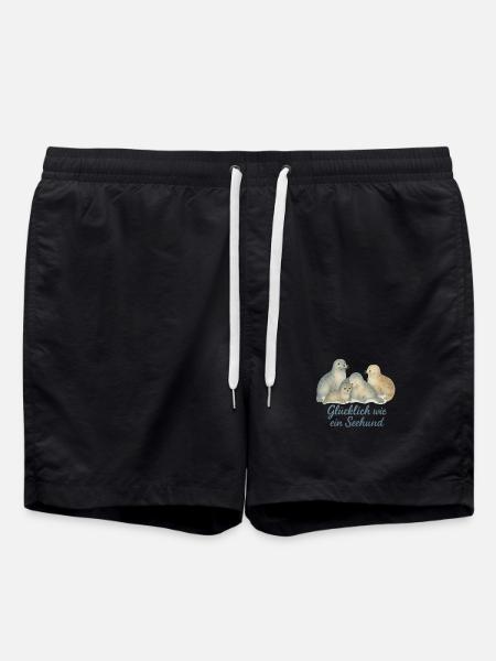 Happy seals in watercolor - Swim Trunks - black