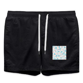 Conception de branches bleues et corail - Short de bain - noir - Devant - AI Model Male 185 light (185cm)