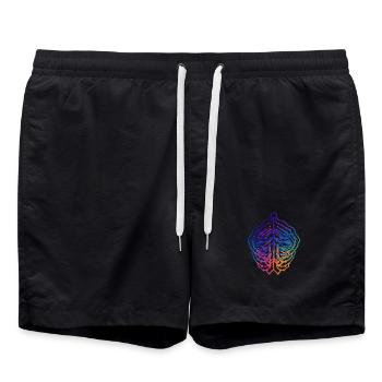 Neural Leaf-Schaltkreisdesign - Badeshorts - Schwarz - Vorne - AI Model Male 185 light (185cm)