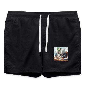 ours en costume d'affaires chic - Short de bain - noir - Devant - AI Model Male 185 light (185cm)