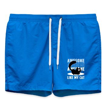 Awesome Like My Cat Funny Black Cat Silhouette - Swim Trunks - cobalt blue - Front