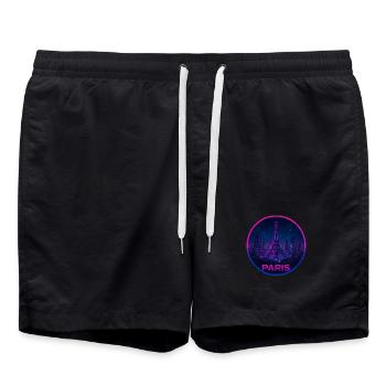 Paris Souvenir Cyberpunk - Badeshorts - Schwarz - Vorne - AI Model Male 185 light (185cm)