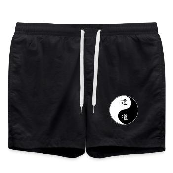Symbole Yin Yang avec des caractères chinois - Short de bain - noir - Devant - AI Model Male 185 light (185cm)