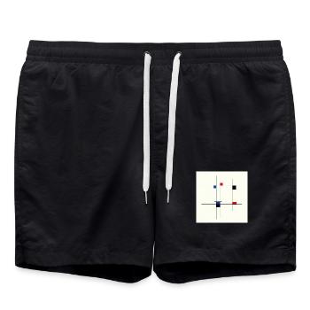 Abstrakte Designlinie und Farben - Badeshorts - Schwarz - Vorne - AI Model Male 185 light (185cm)
