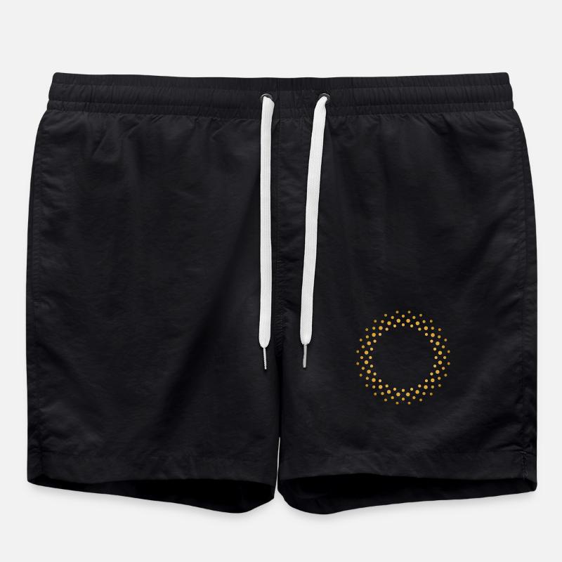 Ring-shaped, golden dot pattern - Swim Trunks - black
