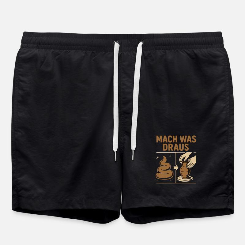 Töpferei mit Kot- Mach was draus - Badeshorts - Schwarz