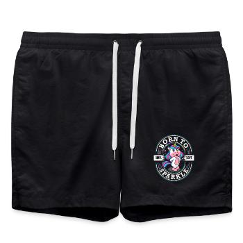 Born to Sparkle - Sweet Unicorn - Glitter - Swim Trunks - black - Front - AI Model Male 185 light (185cm)