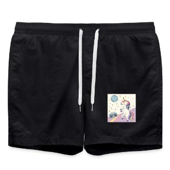 Licorne Fête Disco - Short de bain - noir - Devant - AI Model Male 185 light (185cm)
