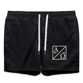 Christlich Alpha Omega Zeichen Deines Glaubens - Badeshorts - Schwarz - Vorne - AI Model Male 185 light (185cm)