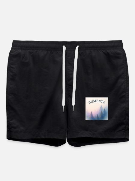 Forest landscape with Dumenta lettering - Swim Trunks - black