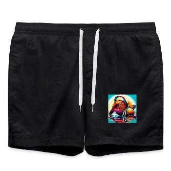 Canard mandarin - Short de bain - noir - Devant - AI Model Male 185 light (185cm)
