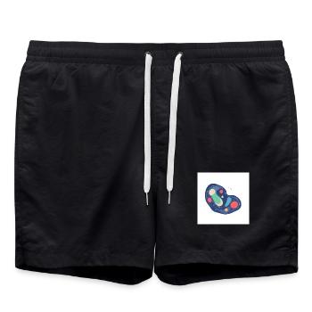 Motif abstrait Cosmos en bleu - Short de bain - noir - Devant - AI Model Male 185 light (185cm)