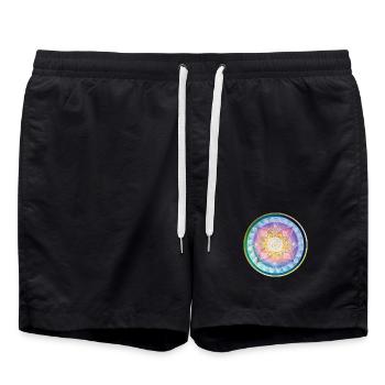 Harmonisches Mandala Meditations design - Badeshorts - Schwarz - Vorne - AI Model Male 185 light (185cm)