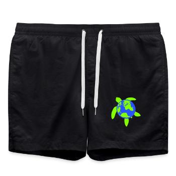 Schildkröte Erde Planet Welt Rücken Karte Globus - Badeshorts - Schwarz - Vorne - AI Model Male 185 light (185cm)