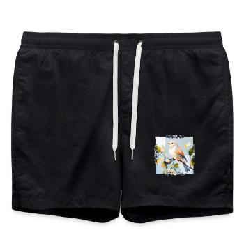 Bunter Vogel im Aquarellstil - Badeshorts - Schwarz - Vorne - AI Model Male 185 light (185cm)