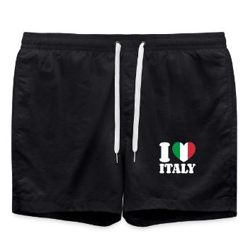I Love Italy Italien Italienische Flagge Herz - Badeshorts - Schwarz - Vorne - AI Model Male 185 light (185cm)