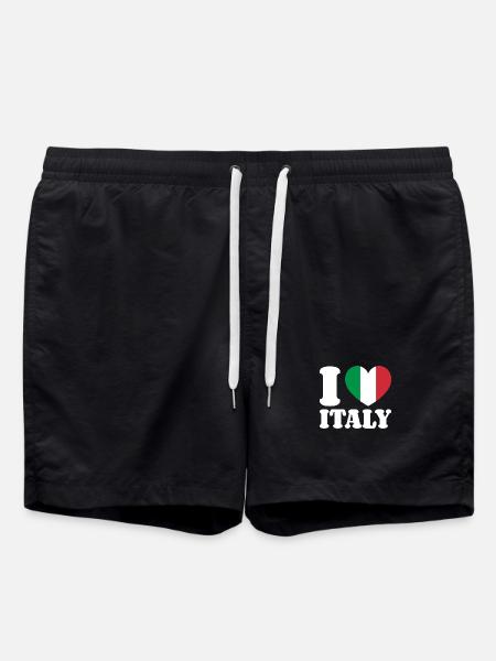 I Love Italy Italy Italian Flag Heart - Swim Trunks - black