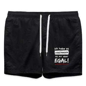 Ich habe es verstanden. Ist mir aber egal! - Badeshorts - Schwarz - Vorne - AI Model Male 185 light (185cm)