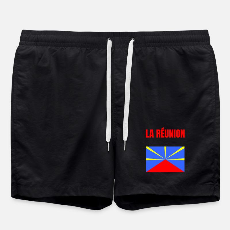 T-shirt drapeau La Réunion volcan - Short de bain - noir