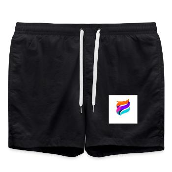 Bunte Ribbon-Form Abstrakt - Badeshorts - Schwarz - Vorne - AI Model Male 185 light (185cm)