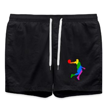Rainbow Basketball Player - Swim Trunks - black - Front - AI Model Male 185 light (185cm)