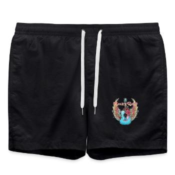 Blue Guitar Wings Roses Rock'n'Roll - Badeshorts - Schwarz - Vorne - AI Model Male 185 light (185cm)