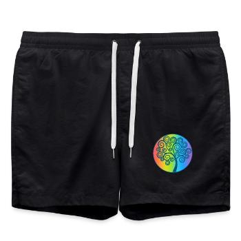 Arbre de vie spirale et arc-en-ciel - Short de bain - noir - Devant - AI Model Male 185 light (185cm)
