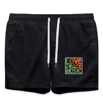 Amour Paix Musique - Short de bain - noir - Devant - AI Model Male 185 light (185cm)