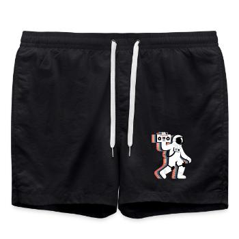 Regenbogen Astronaut Radio - Lustiges T-Shirt - Badeshorts - Schwarz - Vorne - AI Model Male 185 light (185cm)