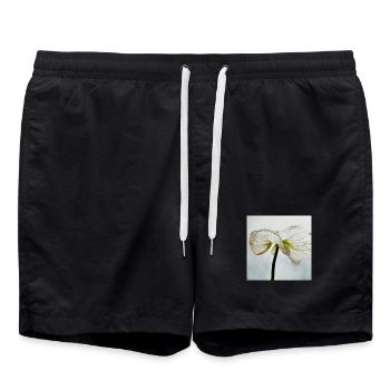 Weiße Mohnblüte - Badeshorts - Schwarz - Vorne - AI Model Male 185 light (185cm)