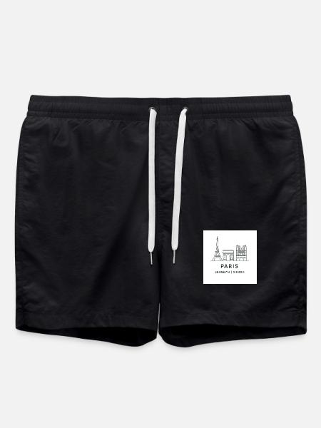 Paris Line Art Silhouette Landmark - Swim Trunks - black