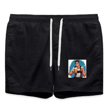 Bierheld im Festival-Charme - Badeshorts - Schwarz - Vorne - AI Model Male 185 light (185cm)