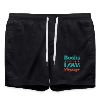 Les livres sont mon langage de l’amour - Short de bain - noir - Devant - AI Model Male 185 light (185cm)