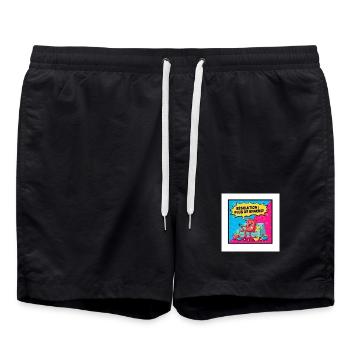 Popcorn Zeichnung Snack Party - Badeshorts - Schwarz - Vorne - AI Model Male 185 light (185cm)