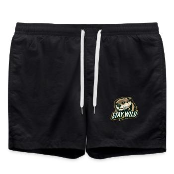 Restez sauvage – Otter Design | Motif Nature & Aventure - Short de bain - noir - Devant - AI Model Male 185 light (185cm)