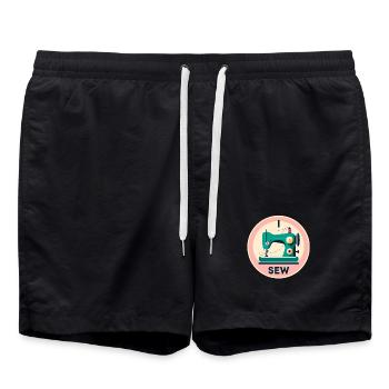 Silhouette de machine à coudre vintage - Short de bain - noir - Devant - AI Model Male 185 light (185cm)