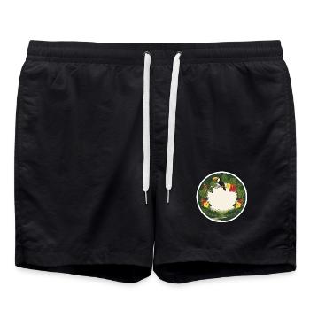 Toucans tropicales et feuillage circulaire - Short de bain - noir - Devant - AI Model Male 185 light (185cm)
