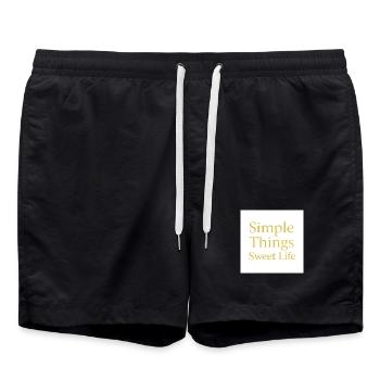Simple Things Sweet Life (Gold Edition) - Badeshorts - Schwarz - Vorne - AI Model Male 185 light (185cm)