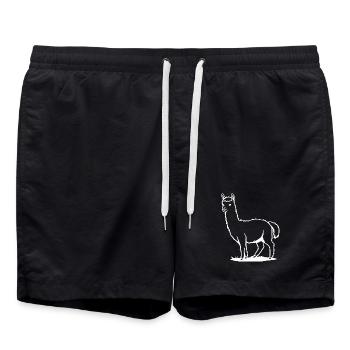 Alpaca T-shirt Gift - Swim Trunks - black - Front - AI Model Male 185 light (185cm)