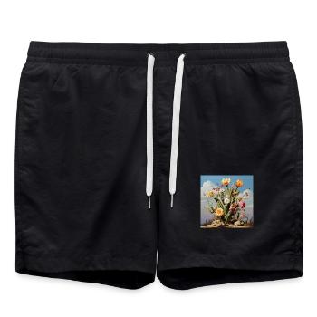 Fleur de cactus Couleur Rêve - Short de bain - noir - Devant - AI Model Male 185 light (185cm)
