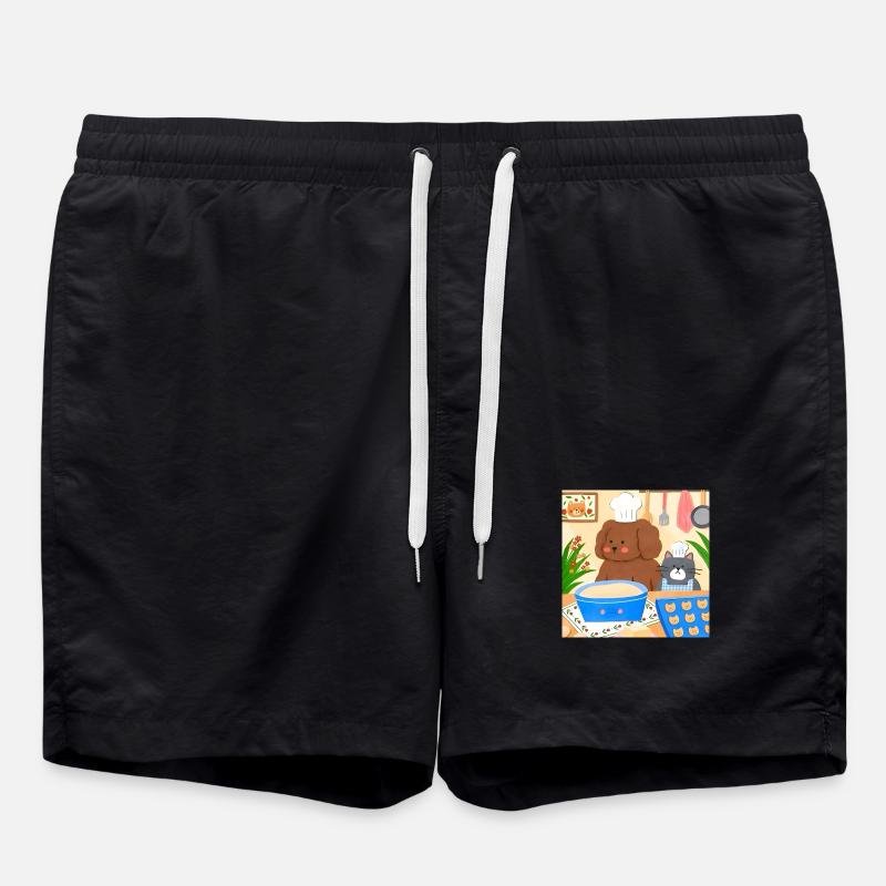 Cute Baker Illustration - Swim Trunks - black