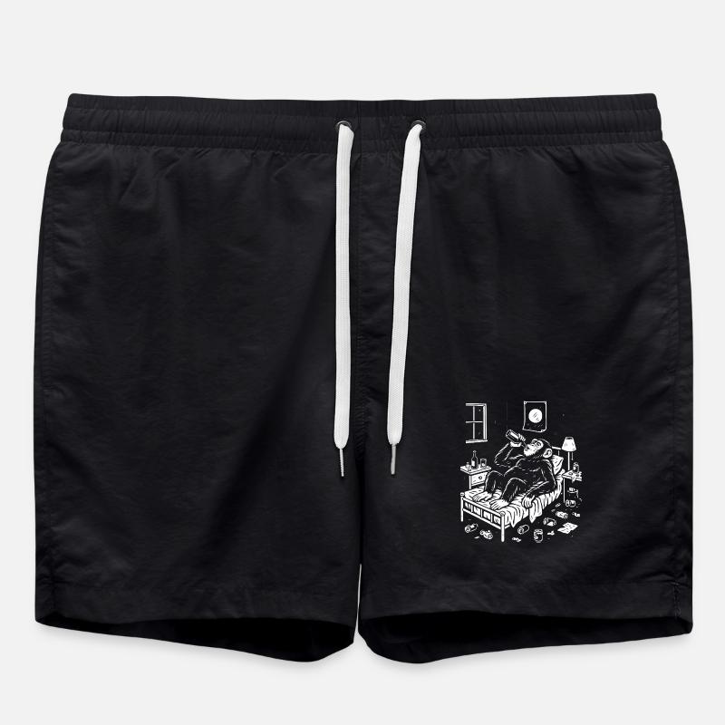 Schlafenszeit-Affen-Trink-Absacker - Badeshorts - Schwarz