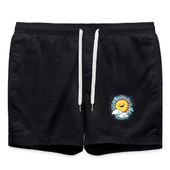 Soleil souriant au-dessus des nuages - Short de bain - noir - Devant - AI Model Male 185 light (185cm)