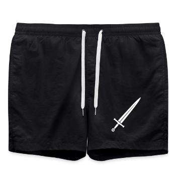 Knight Sword Medieval Fantasy Vector - Swim Trunks - black - Front - AI Model Male 185 light (185cm)