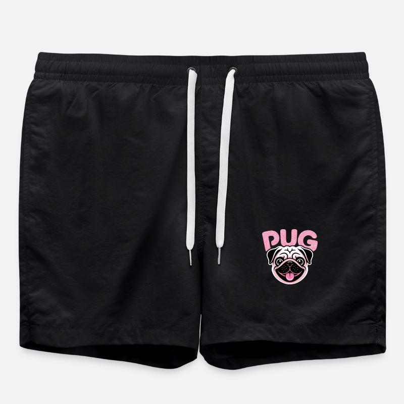 Pug - Cool Pet Logo - Swim Trunks - black