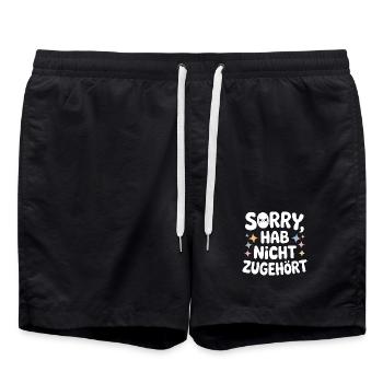 désolé, je n’ai pas écouté, distrait, antisocial. - Short de bain - noir - Devant - AI Model Male 185 light (185cm)