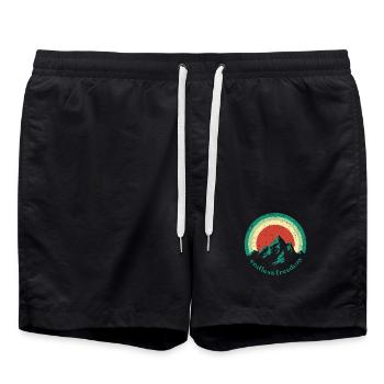 Endless Freedom Mountain Rainbow im Retro-Design - Badeshorts - Schwarz - Vorne - AI Model Male 185 light (185cm)
