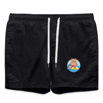 Cute Quokka The Waves Beach And Summer - Swim Trunks - black - Front - AI Model Male 185 light (185cm)