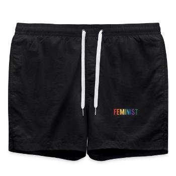 Féministe - T-shirt Logo Féminisme - Short de bain - noir - Devant - AI Model Male 185 light (185cm)