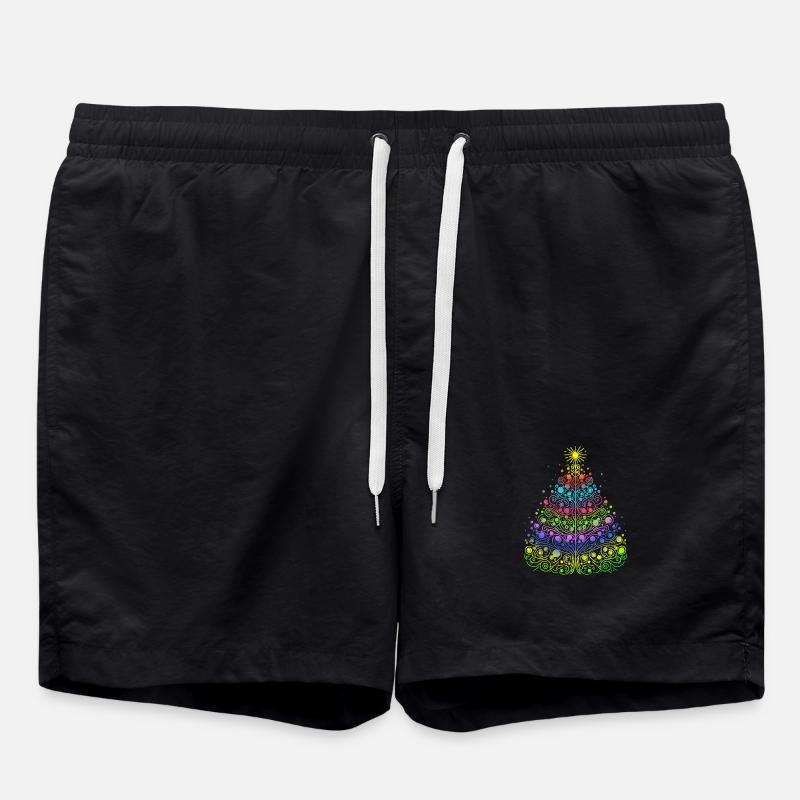 Weihnachtsbaum - Badeshorts - Schwarz